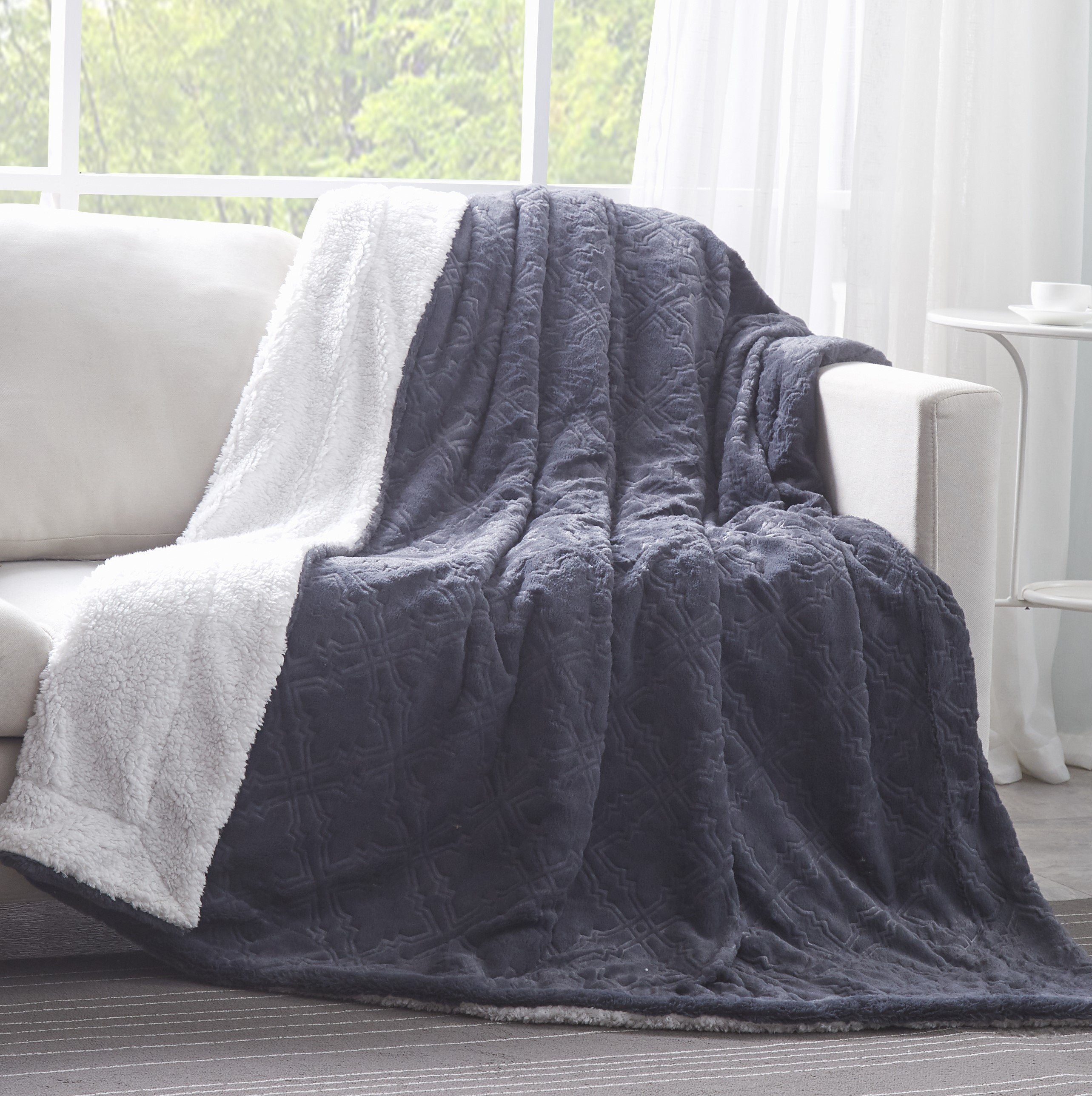 Snug-Rug Soft Fleece Blanket Sherpa Throw (Purple)