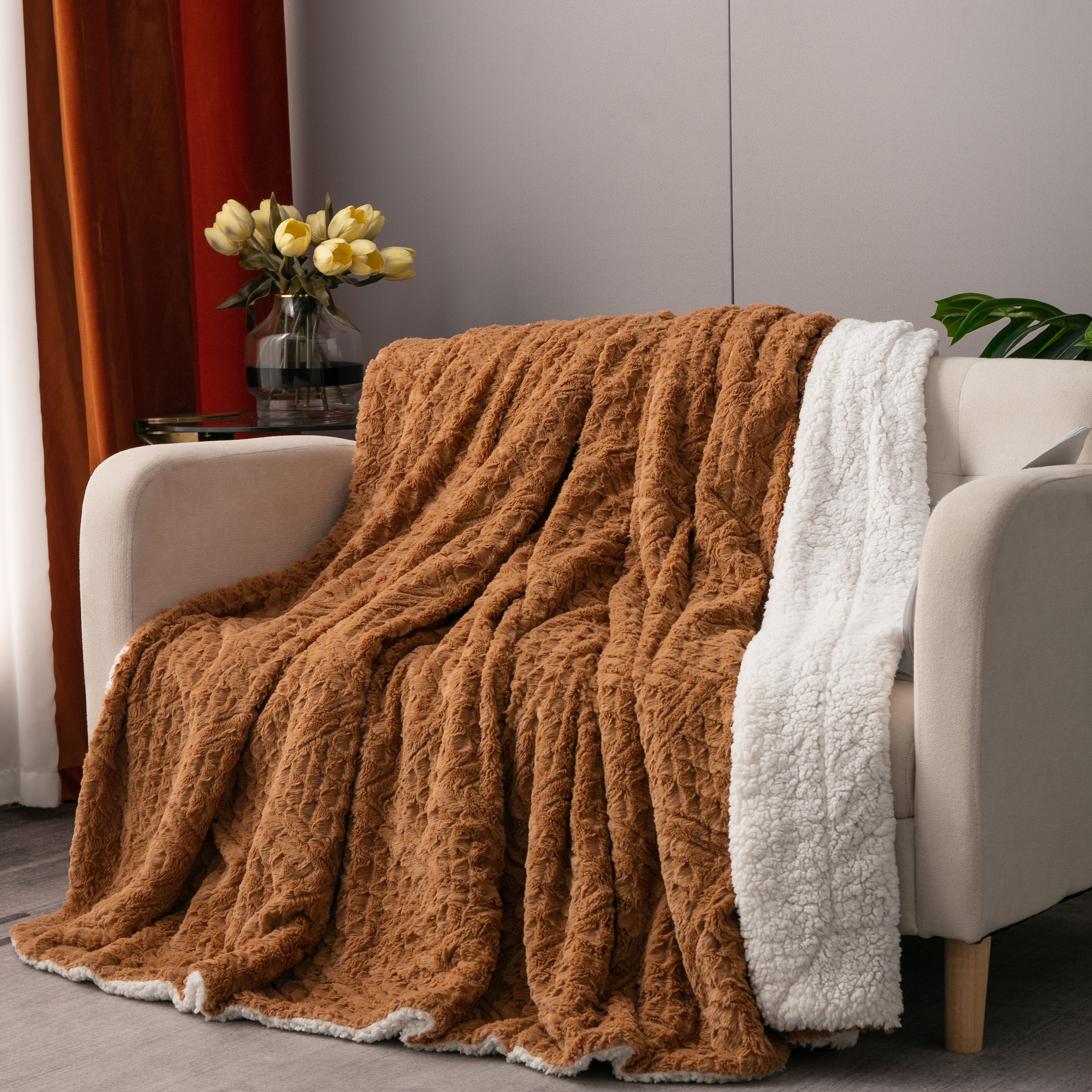 Caramel colored throw blanket hot sale