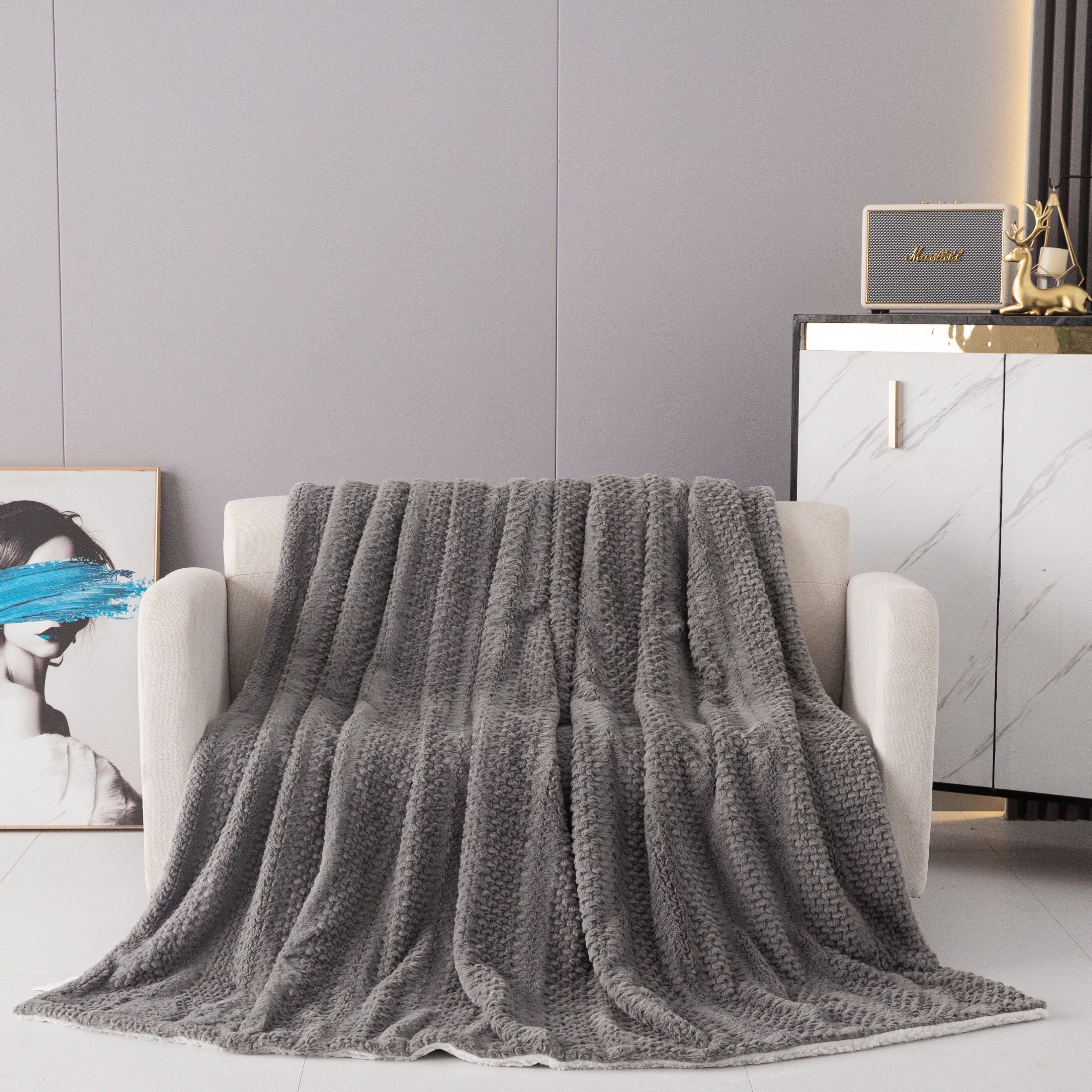 Big grey 2024 fluffy blanket