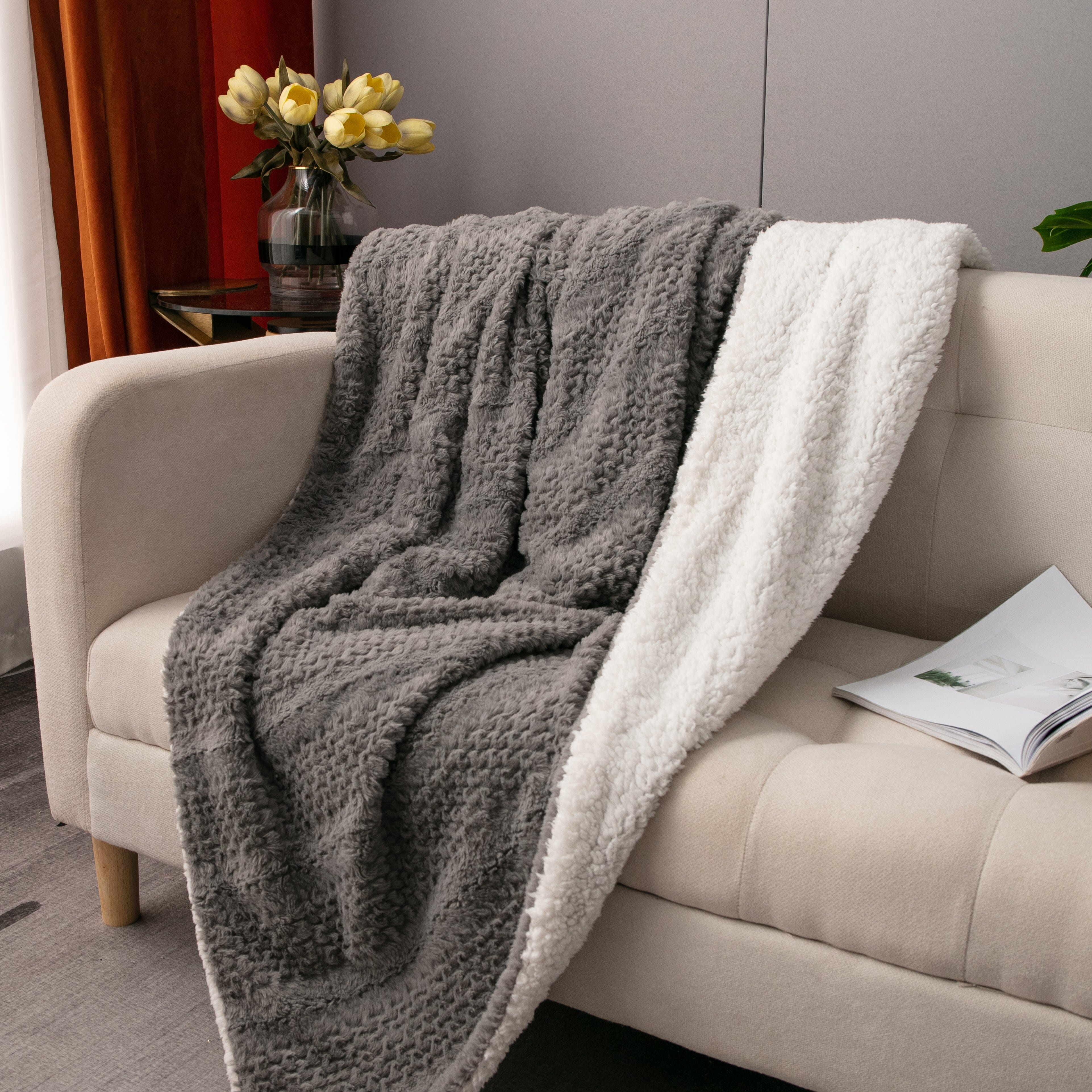 Dark grey fuzzy discount blanket