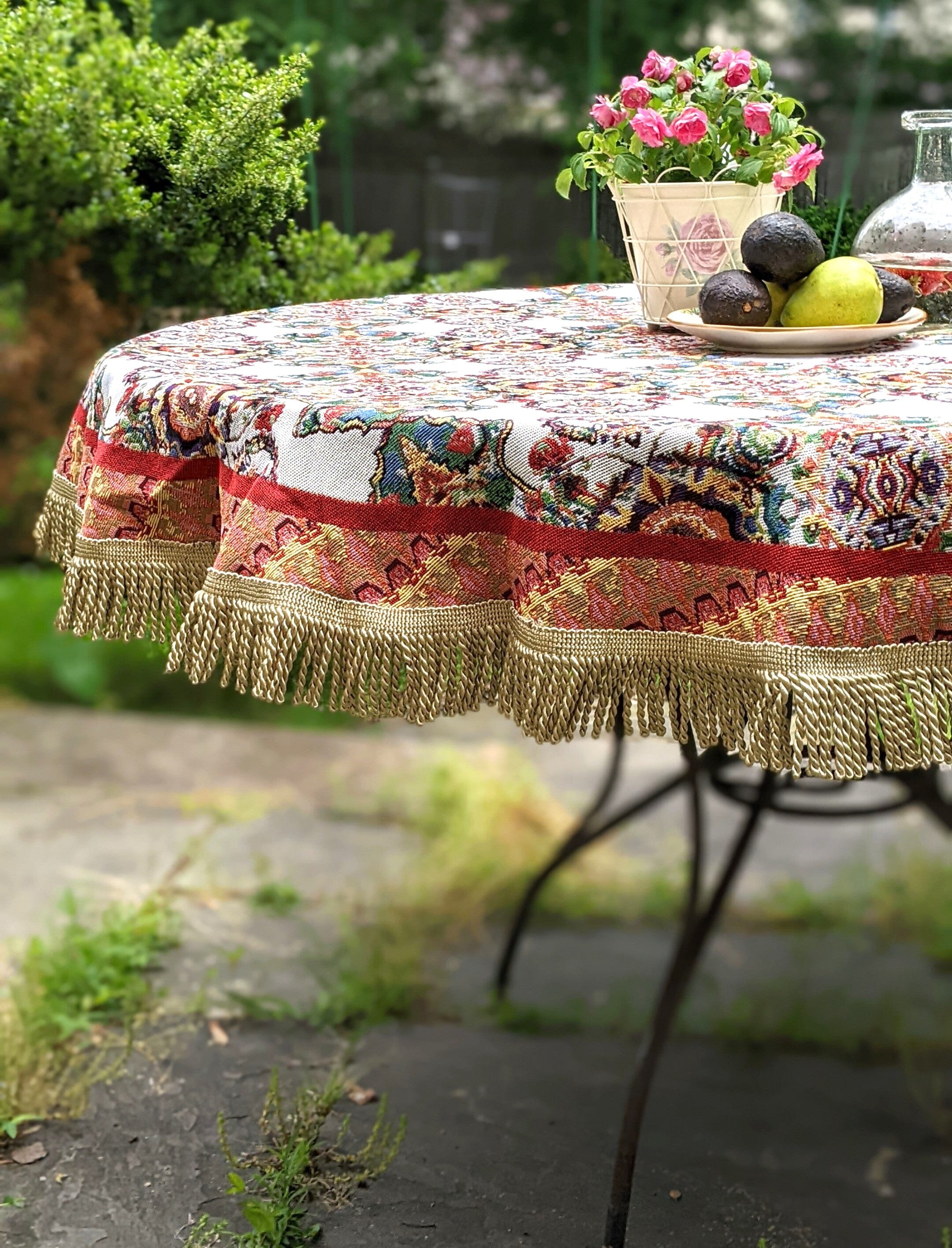 Round cheap tapestry tablecloth