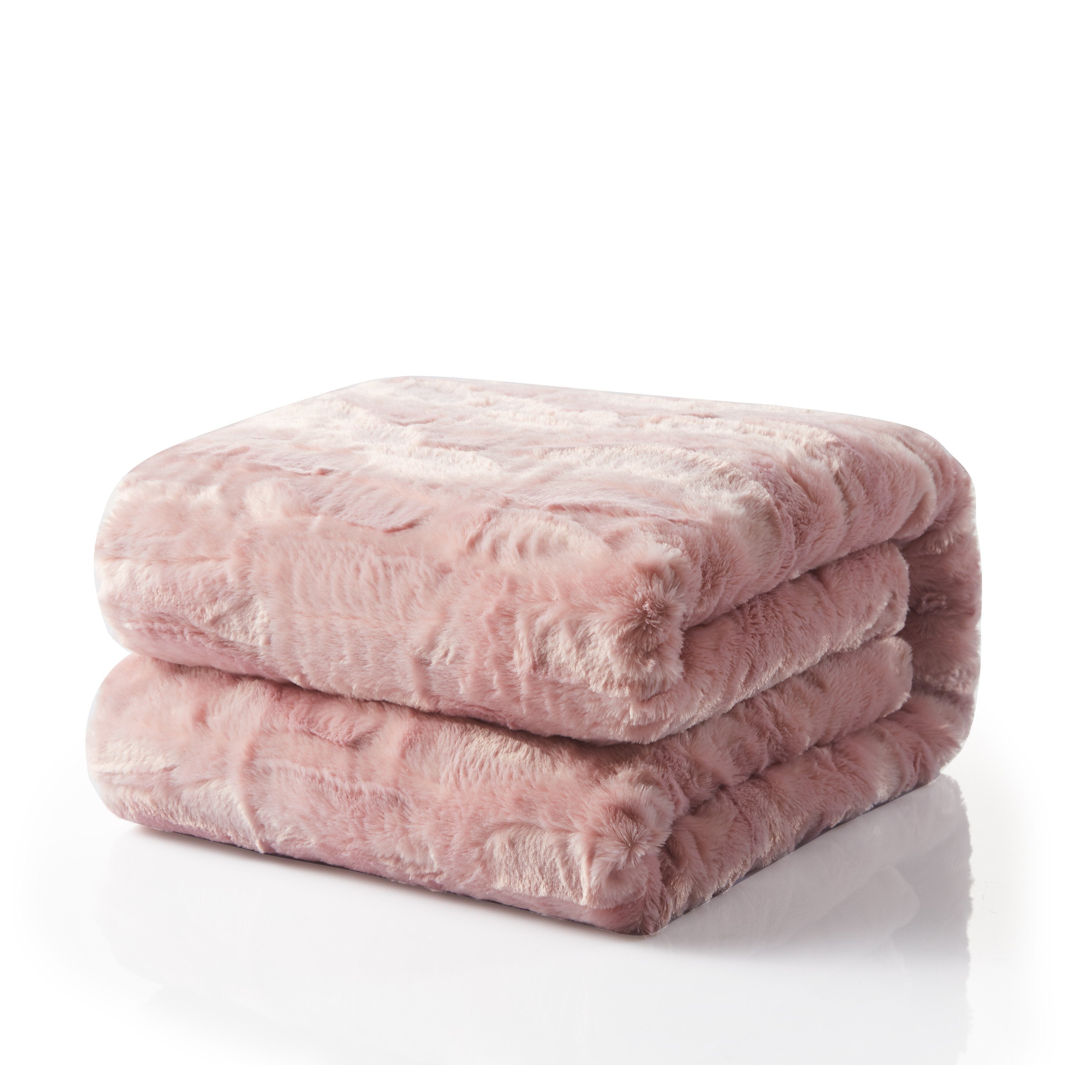 Tache Faux Fur Dusty Rose Gold Pink Throw Blanket (#7)