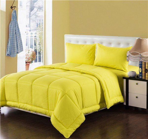 Tache Cotton Baffle Box Stitched Sunny Yellow Comforter Set - Tache Home Fashion