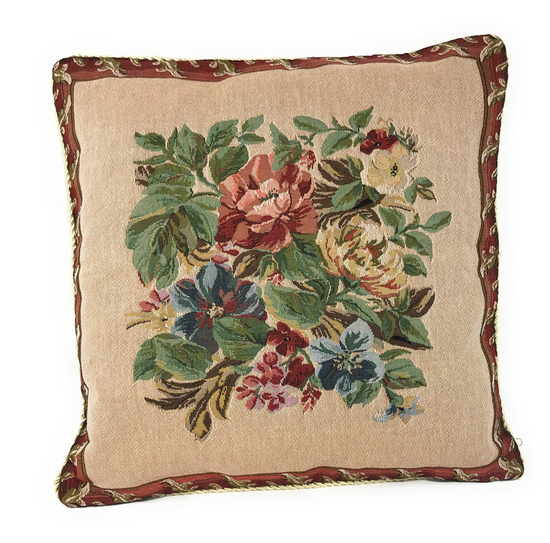 Tache 18 Inch Floral Red Yuletide Blooms Tapestry Throw Pillow Cover