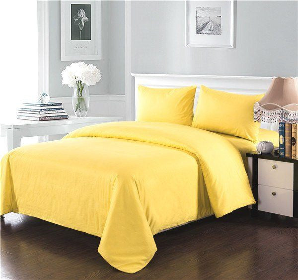 Tache 2-3 Piece 100% Cotton Solid Banana Yellow Duvet Cover Set (TA2-3PDUV-YB) - Tache Home Fashion