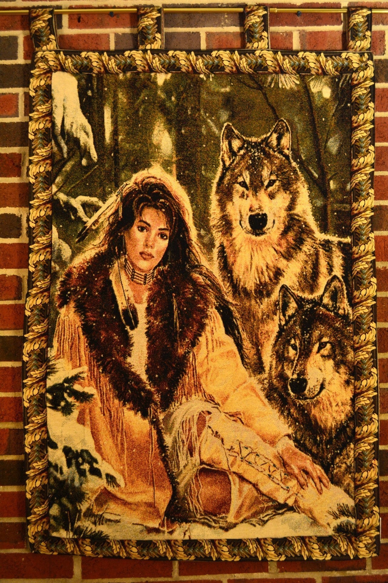 Tache Tapestry Runs With Wolves Native Tribal Wall Hanging 28 x 47 12082